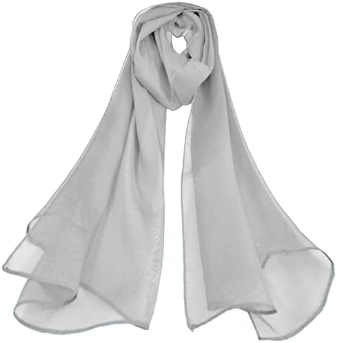 Mirror Fashion Women Lovely Plain Soft Long Sheer Chiffon Neck Head Scarves, 45cm X 160 cm (18" x 63") Soft Fabric