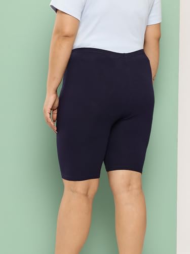 Image of LEADING LADY Women's Solid Cotton Mid Rise Shorts | Skinny fit Short for Workout, Yoga, Gym & Running Shorties (Pack of 3)