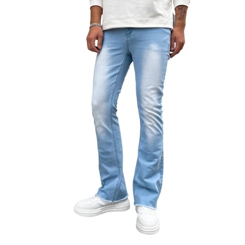 lcyhony Mens Jeans Skinny Comfy High Rise Straight Leg Bootcut Jeans Stretchy Frayed Hem Casual Work Denim Pants with Pockets3