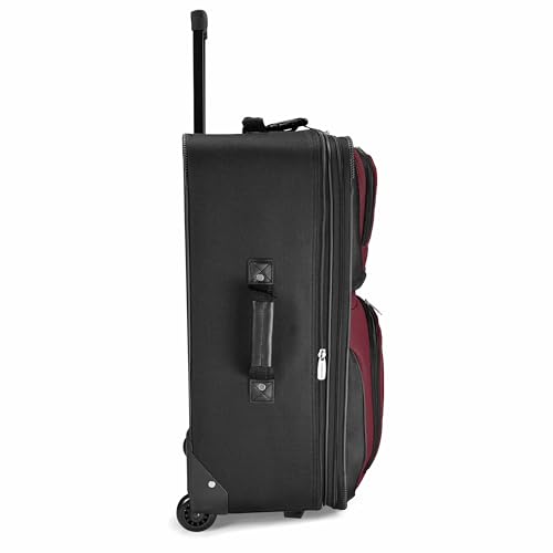 Travel Select Amsterdam 25-Inch Softside Expandable Rolling Upright Luggage, Lightweight 2-Wheel Suitcase with Push-Button Handle, Burgundy - Image 4