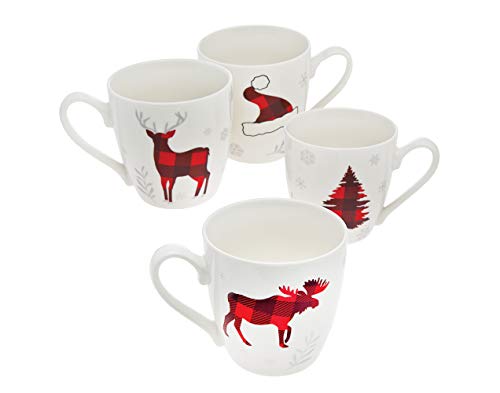 Godinger Holiday Decor Coffee Mugs Set Christmas Decorations 16 oz Set of 4