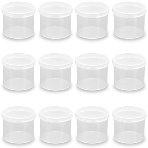 Image of 12 pcs Small Round Plastic Containers D1.89 x H1.65 Inch, 1.7 oz Clear Beads Storage Containers Box for Beads, Buttons, Small Jewelry Findings