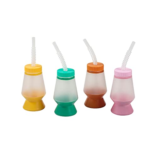 Fun Express 6 Pieces Groovy Lava Lamp Cups with Straws, Holds 14 oz, BPA Free Plastic, Birthday Party Supplies, Multi-Color