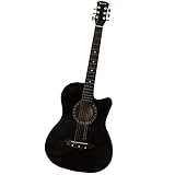 Violão acústico destro direito preto 6 cordas de aço e capa