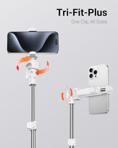 Image of VIMOSE 66 inch Phone Tripod, Tripod for iPhone with Remote & Phone Stand, Extendable Cell Phone Tripod for Video Recording, Ultimate Tripod & Monopod Accessories for iPhone /Android, Monza White