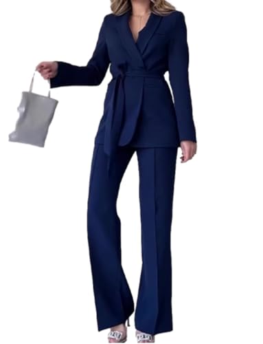 Women's Two Piece Suit Sets Dressy Business Casual Outfits Shawl Lapel Jacket Pants Work Office