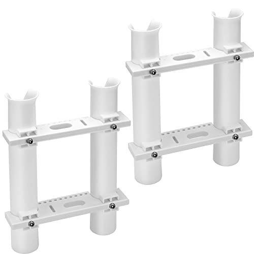 SEUNMUK 2 Pack Plastic 2 Tube Rod Holder Fishing Rod Holder Fishing Rod Rack with Tools Slot and with Mounting Hardware for Boat Kayak Garage Storage