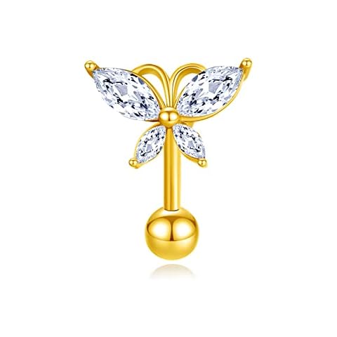 Cz Butterfly belly button ring, floating navel ring, tiara gold belly ring dainty belly ring butterfly navel ring belly piercing small belly jewelry, 10MM, Stainless Steel, cubic zirconia Cover