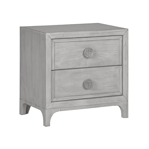 Modus Furniture Solid Wood Nightstand, 2-Drawer with Charging Station, Boho Chic - Washed White