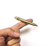 YEEMO Mini Brass Bolt Action Pen with Keychain, Handmade EDC Pocket Pen, 76 mm with 2 Replacement Refills & Gift Box (Gold)