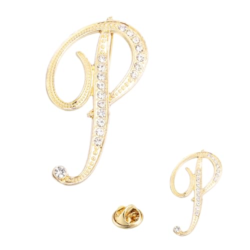 Image of PATIKIL Rhinestone Letter Brooch Pins, Initial Rhinestone Alphabet Letter Lapel Badges Pin for Women Men Suits Dress Coat