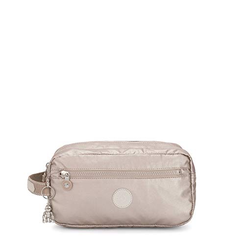 Kipling Agot - Neceser metálico Grande, Brillo metálico, 14 cm de Largo x 14 cm de Alto x 26 cm de Profundidad, Bolsa de Aseo Kipling Agot para Mujer, Brillo metálico, 5.75''L x 5.5''H x 10.25''D,