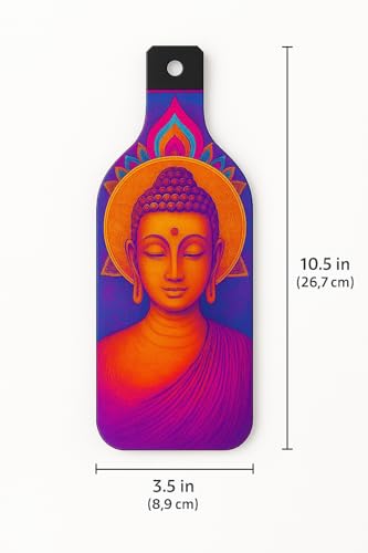 Image of GENXTRA MDF Buddha Wall Hanging Set - Bottle Shaped Wooden Plaques with Mandala Art & Vibrant Spiritual Design - Decorative Home Decor for Living Room, Bedroom, Meditation Space - Pack of 3 (BH3-02)