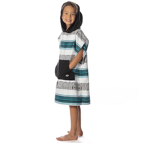 Image of Flow Changing Poncho for Kids - Microfiber Hooded Swim Towel Poncho for Boys & Girls, Perfect for Beach, Pool, or Swim - Quick Dry, Absorbent, Light Weight, and Easy to Pack (Aqua Tribe, Small)