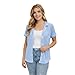 USBD Post Mastectomy Shirt with Drain Pockets Lapel Collar Post Op Button Down Recovery Tops (Sky Blue, Large)