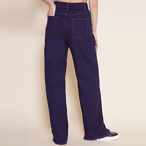 Image of Denim Straight Fit Jeans for Women | Full Length | Distress Jeans for Women Stylish | High Waist Jean for Woman