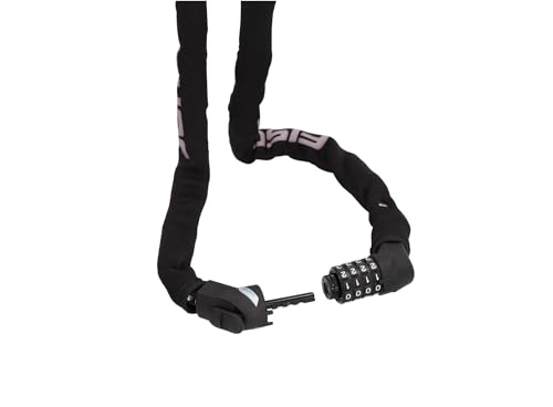 FISCHER Fahrradschloss, Kettenschloss Neopren mit Zahlenschloss, hohe Sicherheit für Fahrräder und E-Bikes, diebstahlsicher, schwarz, Länge: 130 cm