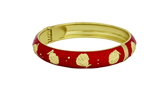 Image of Spring Hinge Enamel Seashell Bangle Bracelet