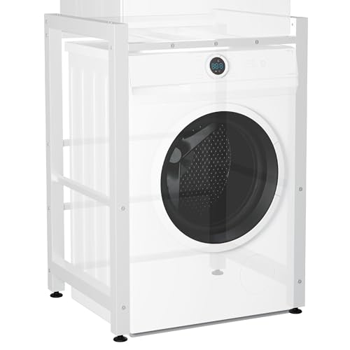 CLP Waschmaschinenregal Medina I Für Bis Zu 2 Haushaltsgeräte I Überbau Aus Stahl, Farbe:weiß