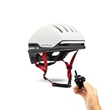 smartGyro Casco Inteligente Smart Helmet PRO con luz de Frenado Automática, Intermitentes, Altavoces, Bluetooth, Tamaño L, EPS + PC, Batería, Visera Delantera, Leds Delanteros y Traseros, Color Blanco