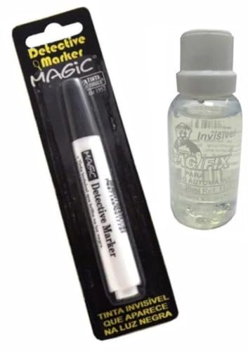 Caneta Mágica Tinta Invisível Luz Negra + Frasco