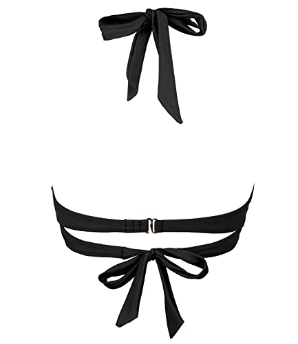 Balasami Women's Vintage 50s Halter Neck Tie Knot Back Soft Molded Padding Bikini Top Swimsuit Bathing Suit Tops Only2