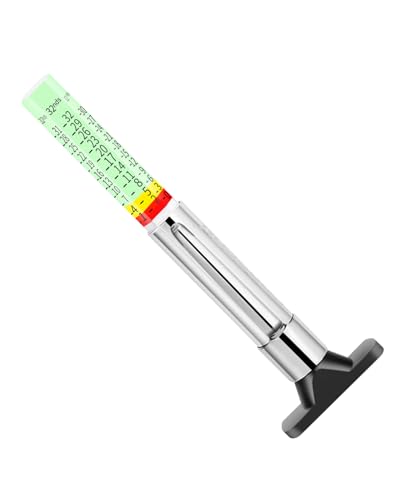 GODESON Tire Tread Depth Gauge, Fluorescent Smart Color-Coded Tire Depth Gauge 32nds,Pocket Clip Tyre Thread Wear Measure Tool for Car, Semi Truck, Motorcycle, Glow-in-The-Dark（Pack of 1）
