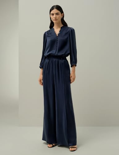 LilySilk 100% Silk Suede Wide-Leg Pants for Women Elastic Band Pleated Front Casual Dressy4