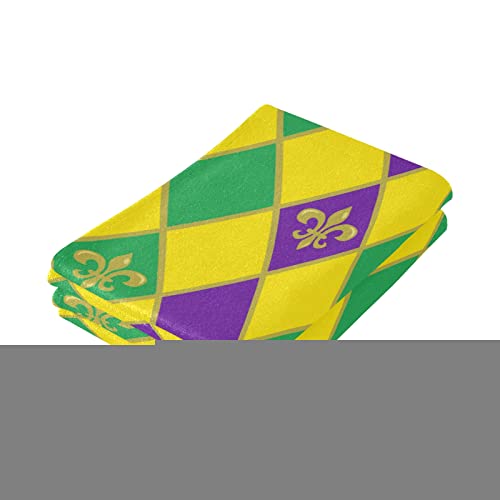 Wamika Mardi Gras Fleur De Lis Hand Bath Towel Hanging Towels Set Gold Green Purple Buffalo Plaid Kitchen Dish Towel Highly Absorbent 2Pcs #TOP4