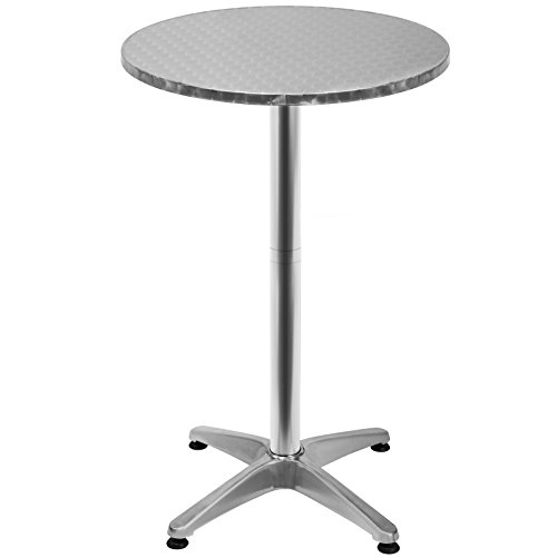 CASARIA® Mesa Alta de Bar Bistro 2en1 Altura Regulable 70/115cm de Aluminio Ø60cm Fiestas Jardín Patio - imagen 5
