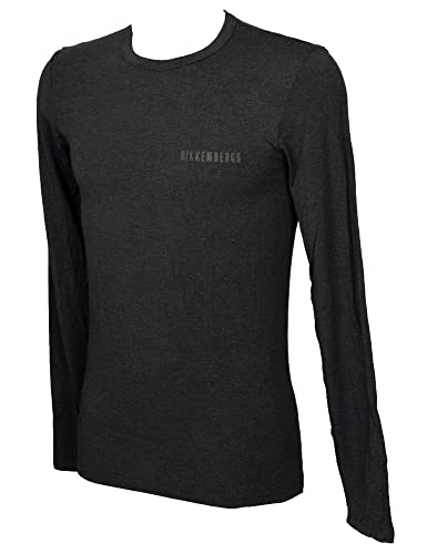 T-shirt modal Bikkembergs homme manches longues col rond noir classique modèle VBKT05129