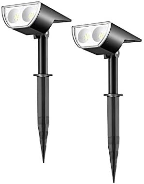 Linkind 12-LED 350LM Landscape Solar Spotlights, 2-in-1 Solar Powered Outdoor Garden Lights, 6500K Cool White, Dusk-to-Dawn IP67 Waterproof for Garden Yard Patio Driveway Porch, 2-Pack