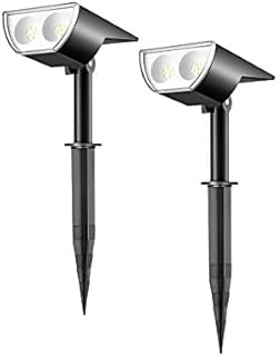 Linkind 12-LED 350LM Landscape Solar Spotlights, 2-in-1 Solar Powered Outdoor Garden Lights, 6500K Cool White, Dusk-to-Dawn IP67 Waterproof for Garden Yard Patio Driveway Porch, 2-Pack