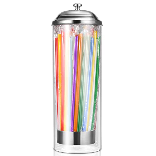 Kailund Glass Straw Holder with 200 Straws