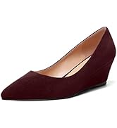ROSERWISH Womens Wedding Pointed Toe Suede Fashion Slip On Comfortable Wedge Low Heel Pumps Dress...