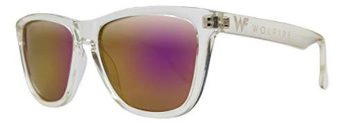 WOLFIRE SC Gafas de sol Polarizadas para hombre y mujer, Filtros UV 400, 100% protección (Transparente/rojo)