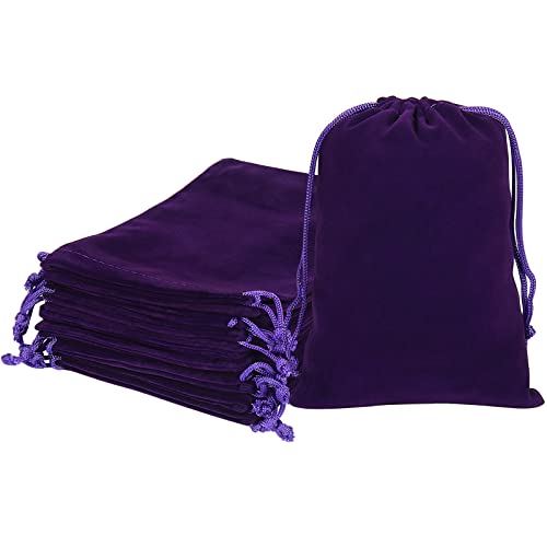 Hrx Package 20Pcs Velvet Bags, 5X7 Inch Purple Cloth Gift Pouches Drawstring Baggies Sacks For Dice Ornament Jewelry #TOP14
