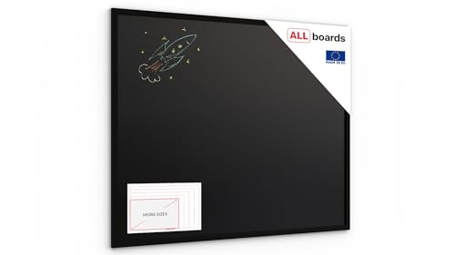 ALLboards Pizarra negra de tiza 100×80 cm con marco de madera negro ECO ⭐