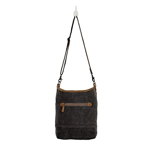 Myra Bag Milestone Shoulder Bag Upcycled Canvas, Rug, Leather & Cowhide S-26384