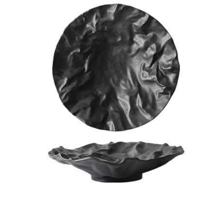 Platos de cerámica,platos de postre,Platos Platos de cena creativos Hogar Comida occidental Plato de cena Creatividad Shiwen Vajilla de cerámica Hogar(Black,11 Inches)