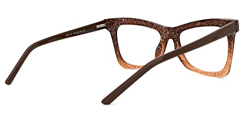 Image of Zeelool Stylish TR90 Oversized Butterfly Glasses with Non-prescription Clear Lens for Women Yaritza OT006813-03 Tawny
