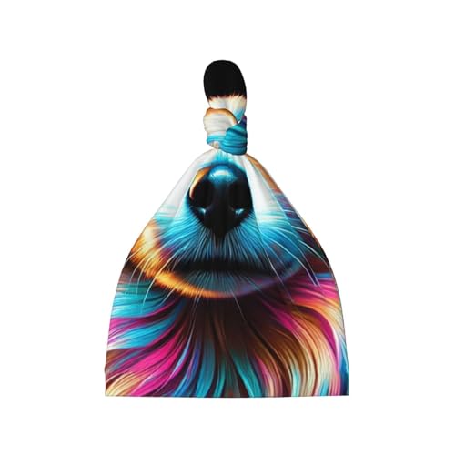 Newborn Baby Hat, Colorful Cute Dog Print Soft Top Knot Beanie Cap, Cute Baby Headwear for 0-6 Months