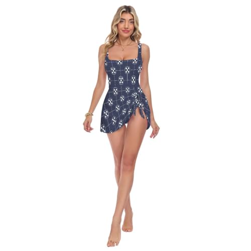 Maillot de bain une pièce femme gainant motif échiquier à col carré tendance
