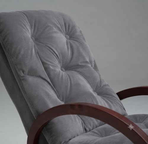 Image of CRAFTCITY Solid Sheesham Wood Relaxing Chair with Ottoman (Dark Grey)