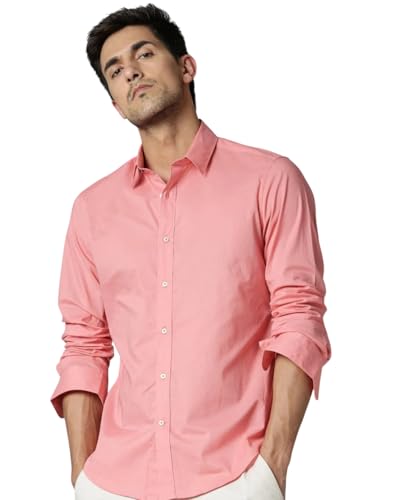 Image of Men's Cotton Blend Solid Shirt - Stylish Button Down Shirt for Casual