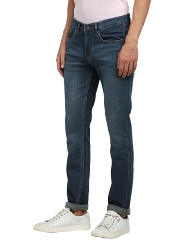 Image of Turtle Men Cotton Stretch Narrow Fit Dark Green Jeans||Men's Jeans||Men's Denim||Stretchable Jeans