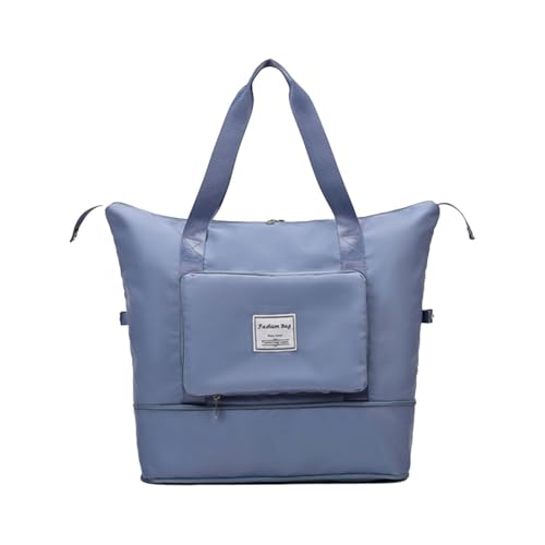 Foldable Tote Bag with Zipper - Sports Tote Gym Bag - Waterproof Large Capacity Portable Luggage, Lightweight Dry and Wet Separation Folding Travel