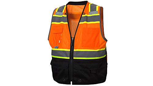Pyramex RVZ4420BM RVZ44 Series Vest Hi-Vis Orange - Black Bottom- Size Medium