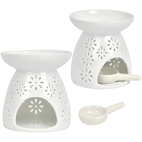 2er Keramik Duftlampe/Duftlicht Teelicht mit Kerzenhalter - Wachs Aromalampe Duftöl Kerzenhalter Aromabrenner Cover