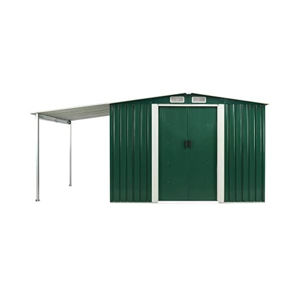 FAMIROSA Gerätehaus mit Schiebetüren Grün 386×205×178 cm Stahl – Bild 7
